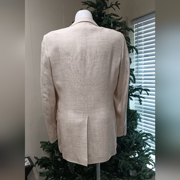 VINTAGE Beige Tweed SPORT COAT Beige Blazer Suit Timeless Designer Jacket Sz 40L - Picture 7 of 14